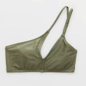 Aerie Shine Rib One Shoulder Bandeau Bikini Top